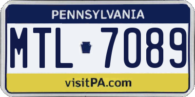 PA license plate MTL7089