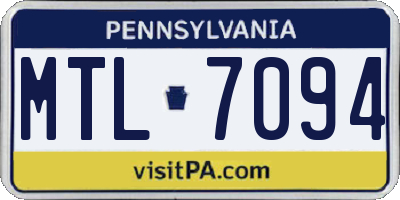 PA license plate MTL7094