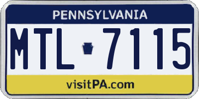 PA license plate MTL7115