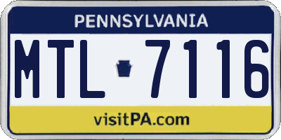 PA license plate MTL7116