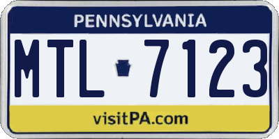PA license plate MTL7123