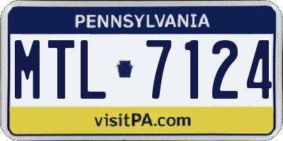 PA license plate MTL7124