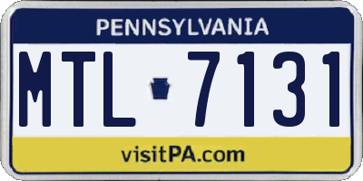 PA license plate MTL7131