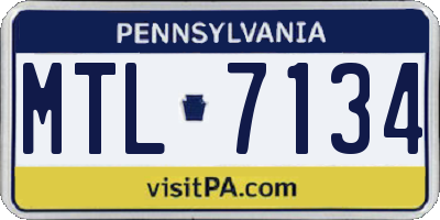 PA license plate MTL7134