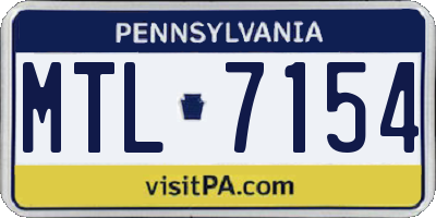 PA license plate MTL7154