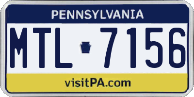 PA license plate MTL7156