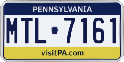 PA license plate MTL7161