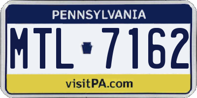 PA license plate MTL7162