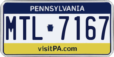 PA license plate MTL7167