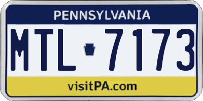 PA license plate MTL7173