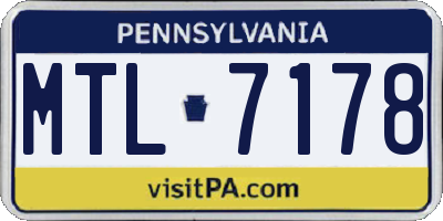 PA license plate MTL7178