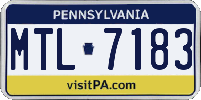 PA license plate MTL7183