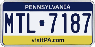 PA license plate MTL7187