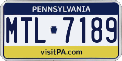 PA license plate MTL7189