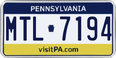 PA license plate MTL7194
