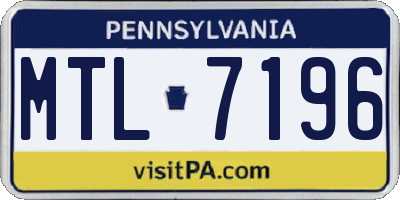 PA license plate MTL7196