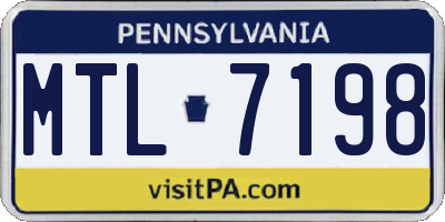 PA license plate MTL7198