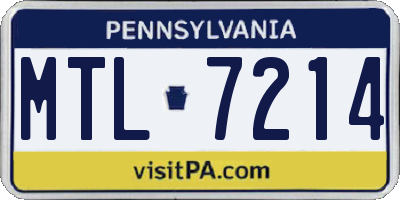 PA license plate MTL7214