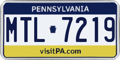 PA license plate MTL7219