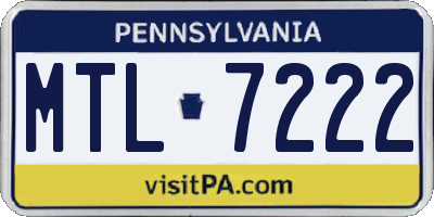 PA license plate MTL7222