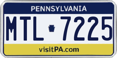 PA license plate MTL7225