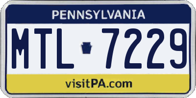 PA license plate MTL7229