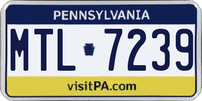 PA license plate MTL7239
