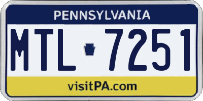 PA license plate MTL7251