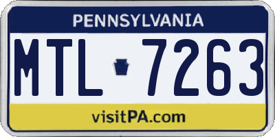 PA license plate MTL7263