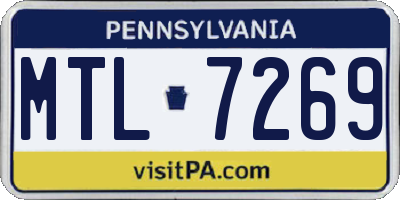 PA license plate MTL7269