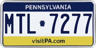 PA license plate MTL7277