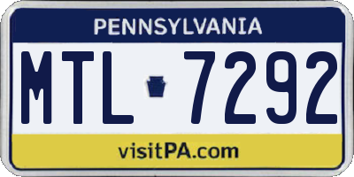 PA license plate MTL7292