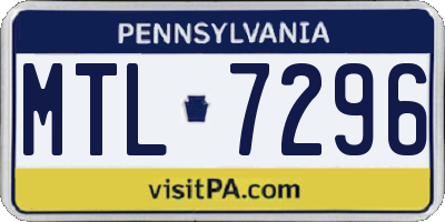 PA license plate MTL7296