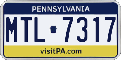 PA license plate MTL7317