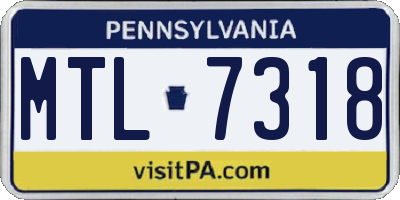 PA license plate MTL7318