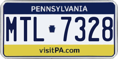 PA license plate MTL7328