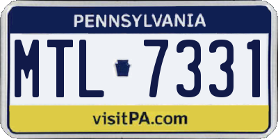 PA license plate MTL7331