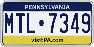 PA license plate MTL7349