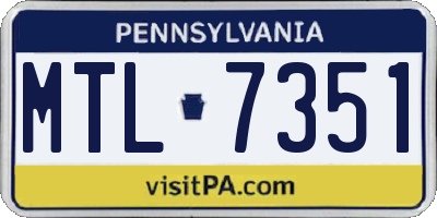 PA license plate MTL7351