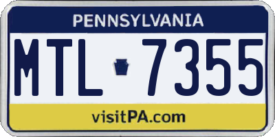 PA license plate MTL7355