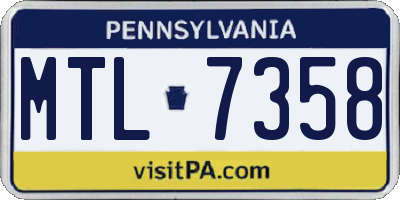 PA license plate MTL7358