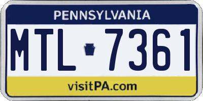 PA license plate MTL7361