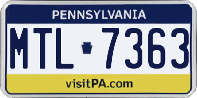 PA license plate MTL7363