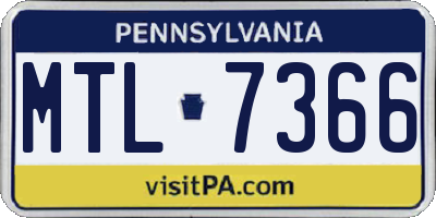 PA license plate MTL7366
