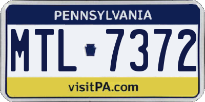 PA license plate MTL7372