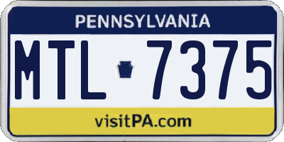 PA license plate MTL7375