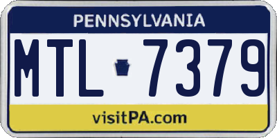 PA license plate MTL7379