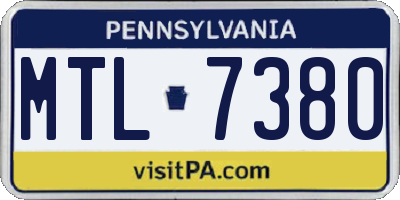 PA license plate MTL7380
