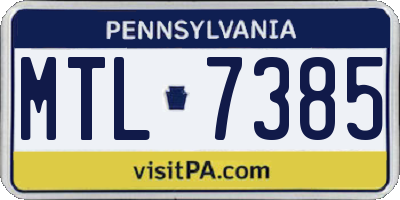 PA license plate MTL7385
