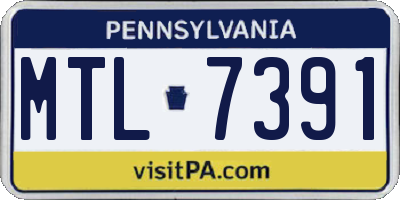 PA license plate MTL7391